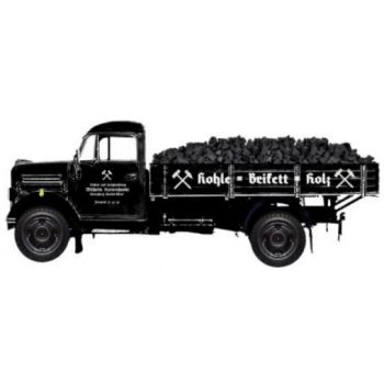 Borgward B 1250 LKW Hochpritsche, Kohle - Brikett - Holz, Berlin, beladen mit Kohle