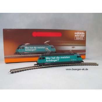 E-Lok Serie 460 der SBB, türkisgrün, Wer hat die meisten Anhänger? / Chi rimorchia die piu?, Sondermodell für Dekoaktion, mini-club