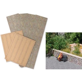 Steinmauer mit detailreicher Steinoptik, universell einsetzbar, Bausatz enthält 10 stabile Dekorplatten je 73 x 5 x 10 mm, Spur TT