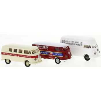 Set VW T1b, Asien, 3 Modelle in unterschiedlicher Ausführung, VW Bulli weltweit, Baujahr 1960