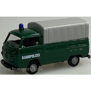 VW T2 Pritsche/Plane, BAHNPOLIZEI, dunkelgrün - Plane grau