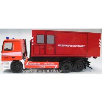 Mercedes-Benz Actros M '96, Wechsellader der Berufsfeuerwehr Stuttgart beladen mit Abrollbehälter 