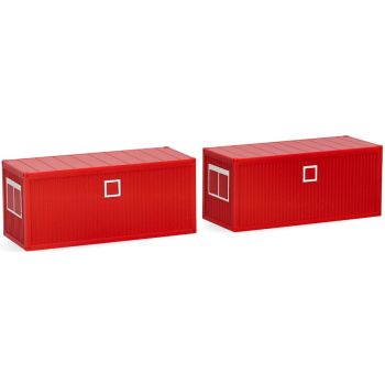 2 x 20ft Baucontainer, rot