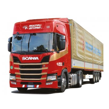 Scania R/Aerop., Pritschen-/Planensattelzug, Multipli Arcese