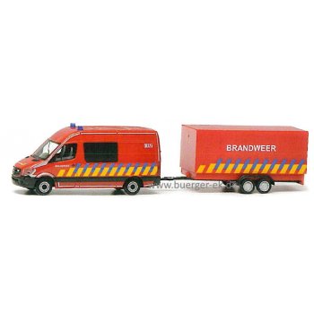 Mercedes-Benz Sprinter '13 Kasten, Hochdach mit Tandemanhänger, Brandweer - Feuerwehr Belgien
