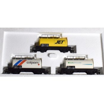 Kesselwagen-Set Mineralöle, Inhalt 3 Kesselwagen (4440): 1) Kesselwagen JET, 2) Kesselwagen calpam, 3) Kesselwagen BayWa Mineralöle