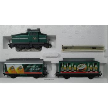 Güterzug DAB: 1) Diessllok DHG 500 DAB Dortmunder Actien-Brauerei, grün, 2) Bierwagen (4415) Dortmunder Actien-Brauerei Braufrische on Tour! Zum