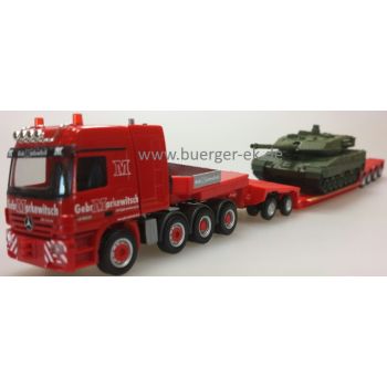 Mercedes-Benz Actros 02 Tieflade-Sattelzug beladen mit Panzer Leopard 2A7, Gebrüder Markewitsch,