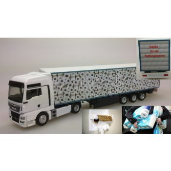 MAN TGX XXL Sattelzug Toilettenpapier-Rollenexpress-Danke für die Rettungsgasse LIMITIERT - 137 Stück!!  