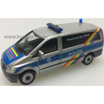 Mercedes-Benz Vito Bus, Polizei Bremen - Proud to be Your Friend, silber/blau mit Regenbogen-Design