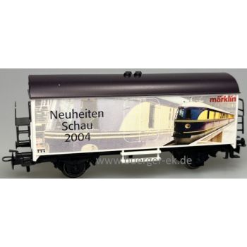 märklin Neuheiten Schau 2004, mit bunter Abbildung eines Triebwagenzuges, mit Märklin-Signet