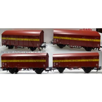 Güterwagenset der SNCB/NMBS, 4 Wagen 2achsig Belgien, COLLI B, mit 4 verschiedenen Wagennummern