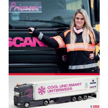 Scania R 13 TL Kühlkoffer-Sattelzug, Trucker-Babe Christina Scheib 