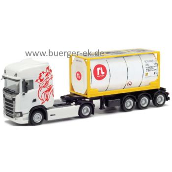 Scania CS 20 hd 20ft. Tankcontainer-Sattelzug, Raffles Lease, International Tank Container Organisation