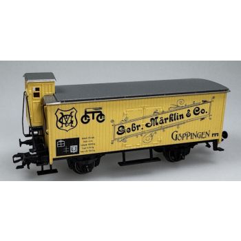 Gebr. Märklin & Co. Göppingen, Gedeckter Güterwagen mit Bremserhaus, verpackt in spezieller Blechschatulle