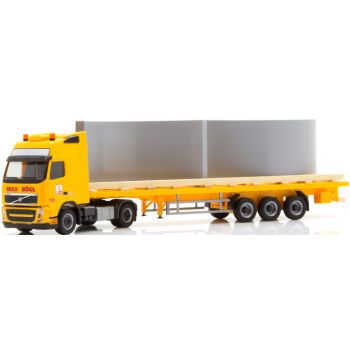 Volvo FH 460 EEV Flachpritschen-Sattelzug, Max Bögl Y35, beladen mit Beteilfertigteilen