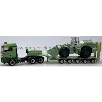 MAN TGX XLX Euro 6 6x4 Tieflade-Sattelzug beladen mit Liebherr Radlader, Geiger - Oberstdorf - Bayern