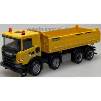 Scania CG17 4-Achs Kipper LKW, Leonhard Weiss - 609632, mit Gelblichtern
