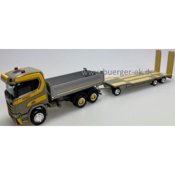 Scania CR 20 ND Baukipper mit TU3 Tiefladeanhänger, Dornbierer - Staad, Schweiz, (ohne Beladung)