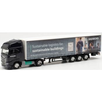 Iveco S-Way LNG, Gardinenplanen-Sattelzug, SIEMENS Sustainable logistics for Sustainable buildings On the road to zero emissions with green logistics.