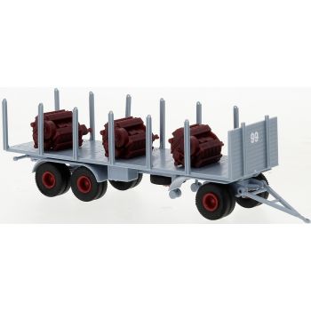 Rungenanhänger 3achsig, Blaugraue Spedition Nr.99 beladen mit Dieselmotoren, Baujahr 1955