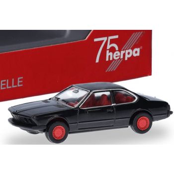 BMW 6er (E24), schwarz mit roten Felgen - SpiWa / 75 Jahre Herpa