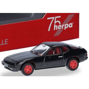 Porsche 924, schwarz mit roten Felgen - SpiWa / 75 Jahre Herpa