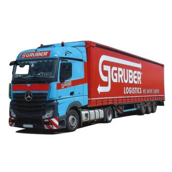 Mercedes-Benz Actros5 Stream./Aerop., Gardinen-Koffersattelzug, Gruber Logistics - We move Europe