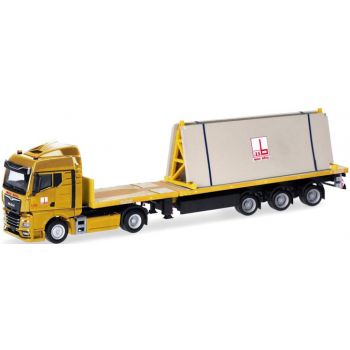 MAN TGX GM Flachpritschen-Sattelzug Max Bögl beladen mit Fertigwänden