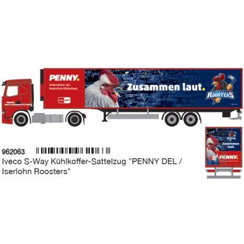 Iveco S-Way Kühlkoffer-Sattelzug, PENNY DEL / Eishockey-Club Iserlohn Roosters - Zusammen laut, Deutsche Eishockey Liga