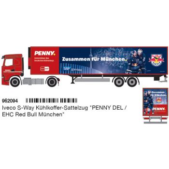 Iveco S-Way Kühlkoffer-Sattelzug, PENNY DEL / Eishockey-Club EHC Red Bull München - Zusammen für München, Deutsche Eishockey Liga