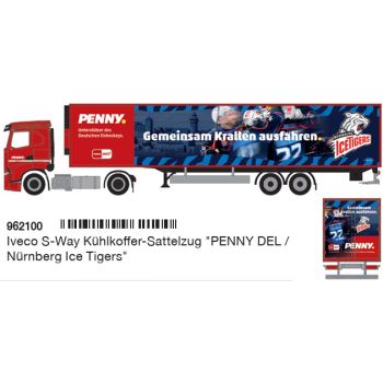 Iveco S-Way Kühlkoffer-Sattelzug, PENNY DEL / Eishockey-Club Nürnberg Ice Tigers - Gemeinsam Krallen ausfahren, Deutsche Eishockey Liga