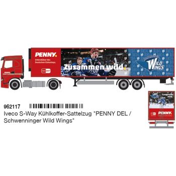 Iveco S-Way Kühlkoffer-Sattelzug, PENNY DEL / Eishockey-Club Schwenninger Wild Wings - Zusammen wild, Deutsche Eishockey Liga