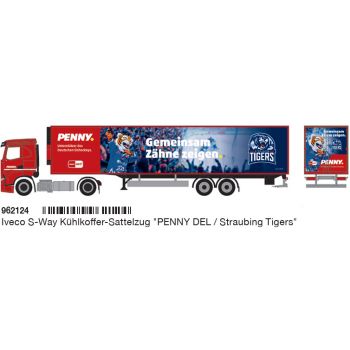 Iveco S-Way Kühlkoffer-Sattelzug, PENNY DEL / Eishockey-Club Straubing Tigers - Gemeinsam Zähne zeigen, Deutsche Eishockey Liga