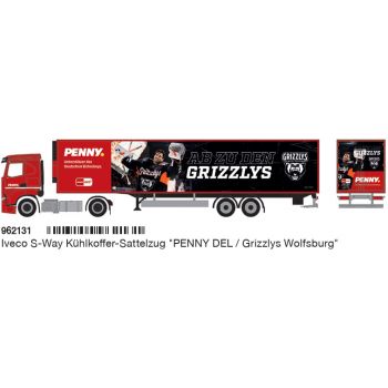 Iveco S-Way Kühlkoffer-Sattelzug, PENNY DEL / Eishockey-Club Grizzlys Wolfsburg - GRIZZLYS, Deutsche Eishockey Liga
