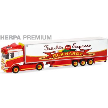 Scania CS 20 Niedrigdach Kühlkoffer-Sattelzug, Früchtehof Eckhardt - Früchte Express, Innsbruck - Österreich, Herpa Premium