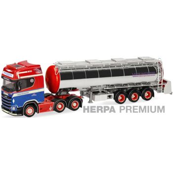 Scania CS 20 Hochdach Chromtank-Sattelzug, Mathiesen - Grindsted, Dänemark - Herpa Premium