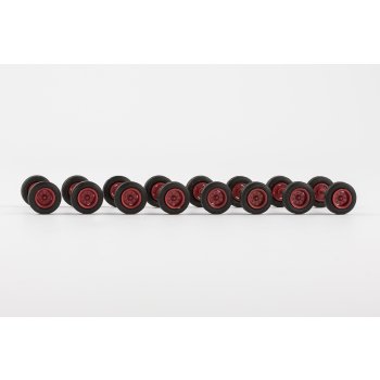 Radsätze einzeln bereift, rot, 8 Achsen Durchmesser 11,7 mm