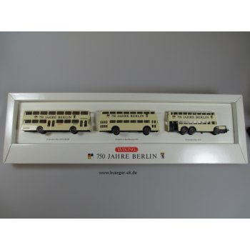 Sonderpackungpackung 750 Jahre Berlin, 3 verschiedene Oldtimer Doppelstock-Omnibusse