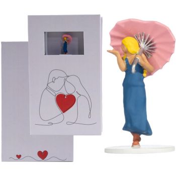 Geschenkbox Alles Liebe 9x15cm 2,5 hoch, im Deckel mit Frau, die Box öffent sich wie ein Buch mit Magnetverschluß, Platz für ein extra Geschenk