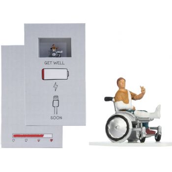 Geschenkbox Gute Besserung 9x15cm 2,5 hoch, im Deckel mit Figur, die Box öffent sich wie ein Buch mit Magnetverschluß, Platz für ein extra Geschenk