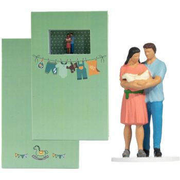 Geschenkbox Glückwunsch zum Baby 9x15cm 2,5 hoch, im Deckel Figuren die Box öffent sich wie ein Buch mit Magnetverschluß, Platz für ein extra Geschenk