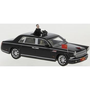 Hongqi L9 Staatslimousine mit geöffnetem Dach, Figur mit Mikrofonen , schwarz, Baujahr 2017