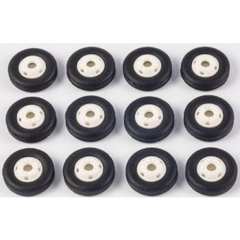 Räderset, D= 12 mm, enthält: 12 komplette Räder mit weißer Felgen