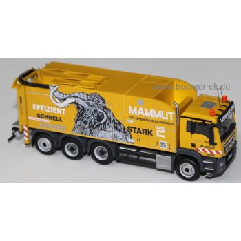 MAN TGS 35.480 Leonhard Weiss - Saugbagger MAMMUT, Handarbeitsmodell in Dekovitrine, Leonhard Weiss, Göppingen