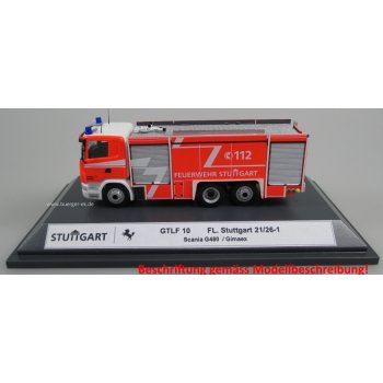 Scania G480 Gimaex GTLF 10, Feuerwehr Stuttgart 12/26-1 Botnang, in Dekovitrine, detailliertes Handarbeitsmodell !, S-FW 2489